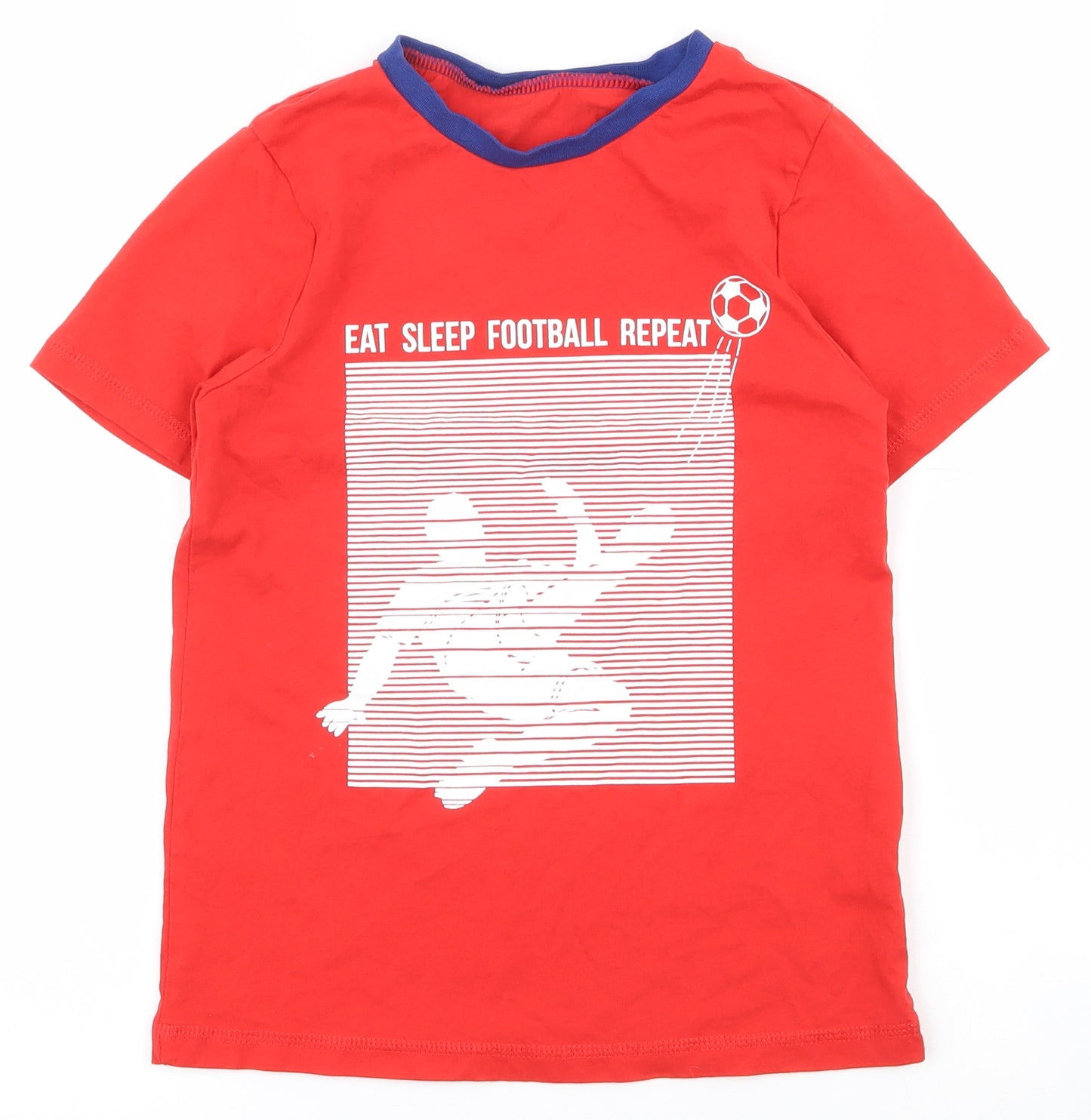 George Boys Red  100% Cotton Basic T-Shirt Size 9-10 Years Round Neck Pullover