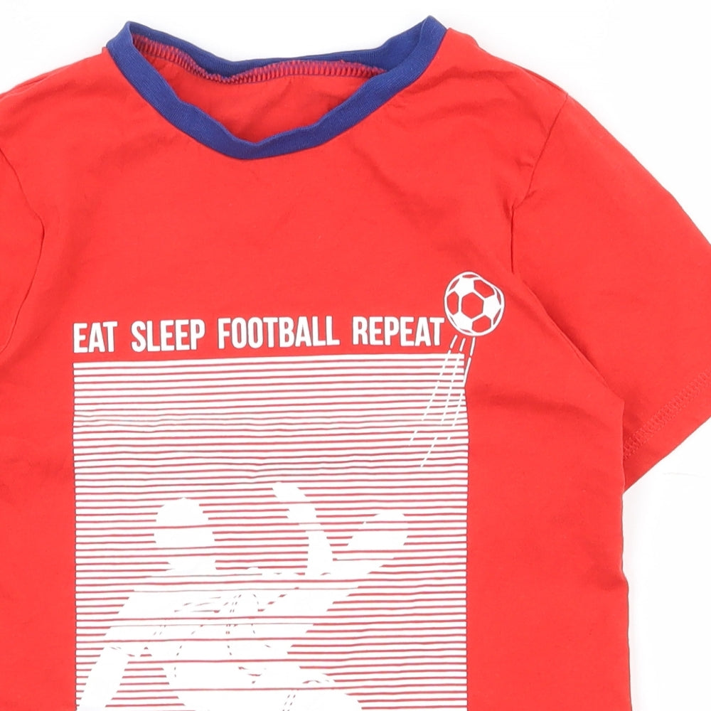 George Boys Red  100% Cotton Basic T-Shirt Size 9-10 Years Round Neck Pullover