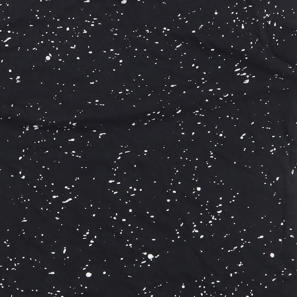 Urban Heritage Boys Black  100% Cotton Basic T-Shirt Size 14 Years Round Neck Pullover - Flecked Pattern