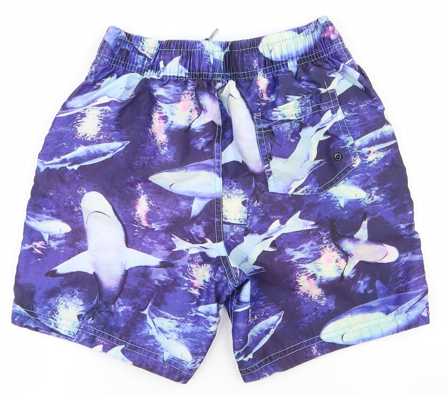 George Boys Multicoloured  Polyester Sweat Shorts Size 9-10 Years  Regular Drawstring - Shark print