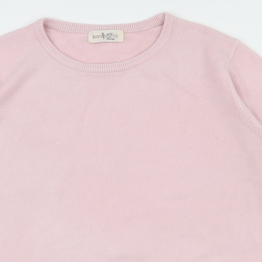 Bonmarché Womens Pink Round Neck  Acrylic Pullover Jumper Size L