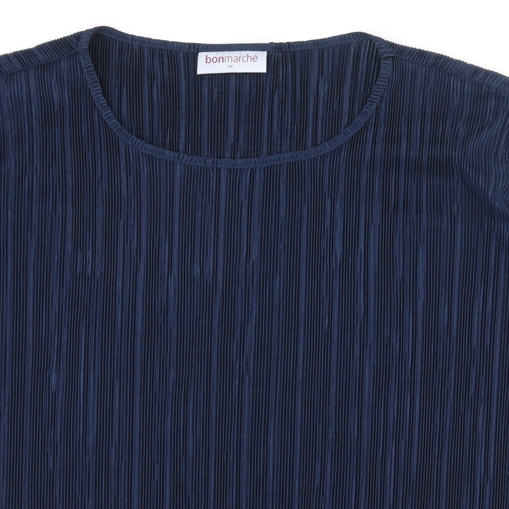 Bonmarché Womens Blue  Polyester Basic T-Shirt Size M Round Neck