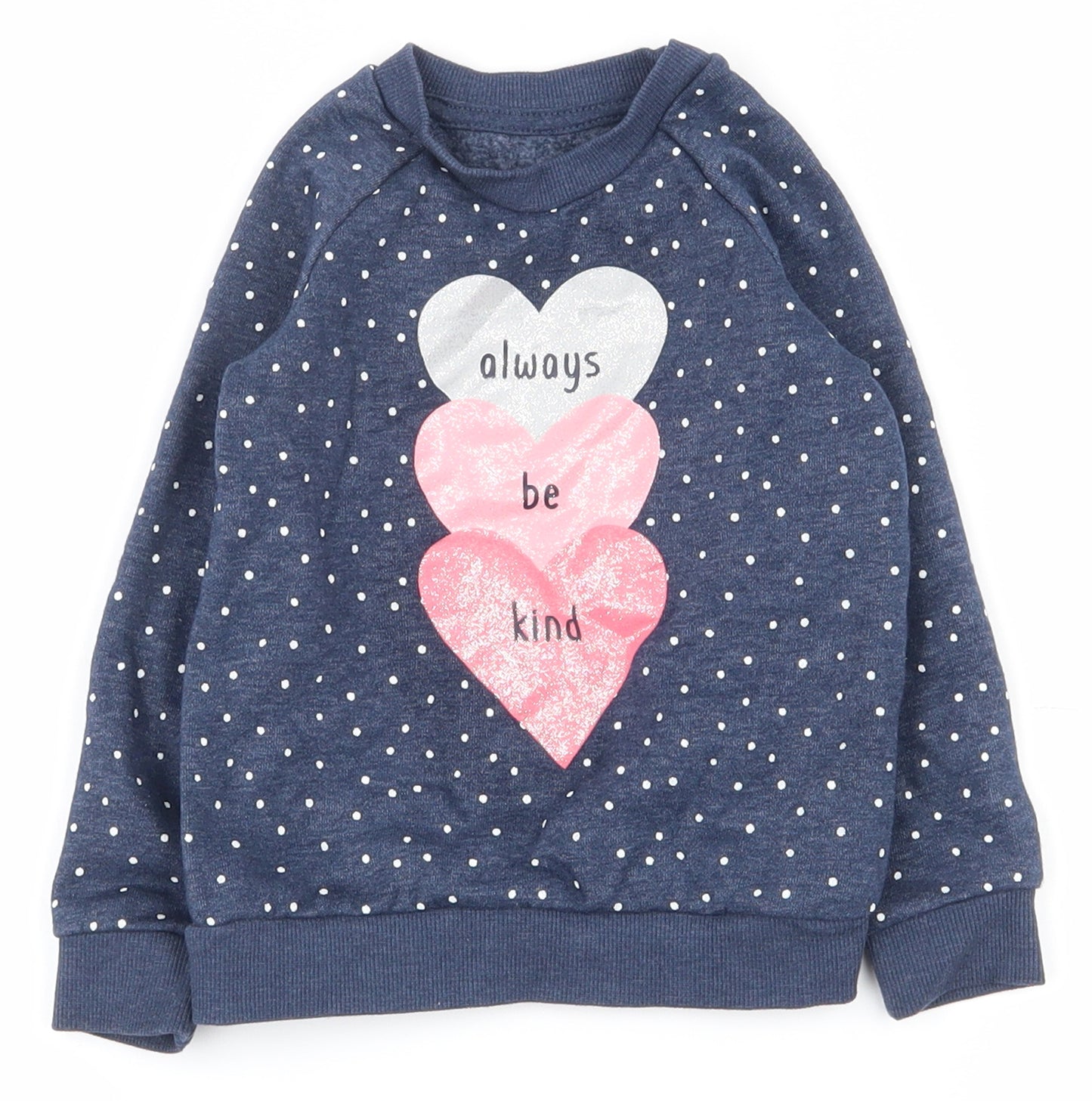 Primark Girls Blue Spotted Cotton Pullover Jumper Size 18-24 Months  Pullover - Sweatshirt