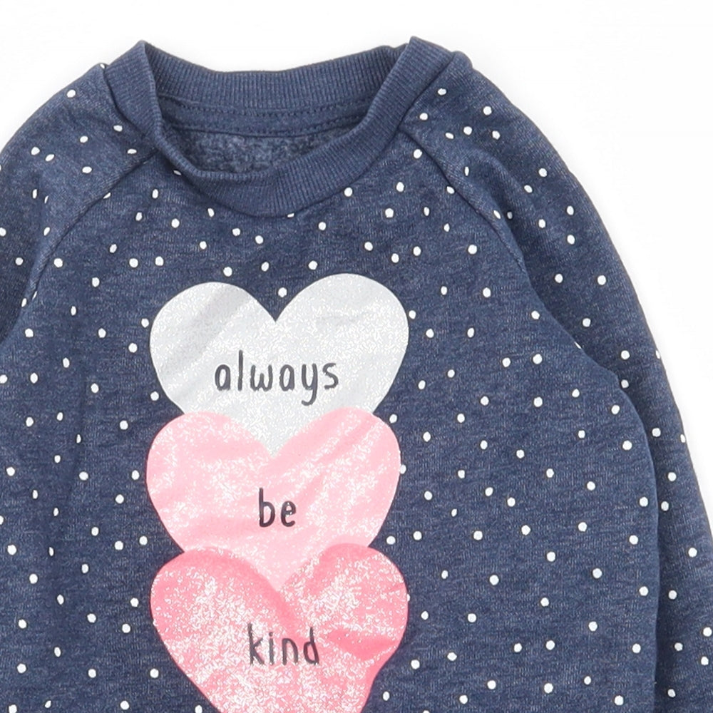 Primark Girls Blue Spotted Cotton Pullover Jumper Size 18-24 Months  Pullover - Sweatshirt