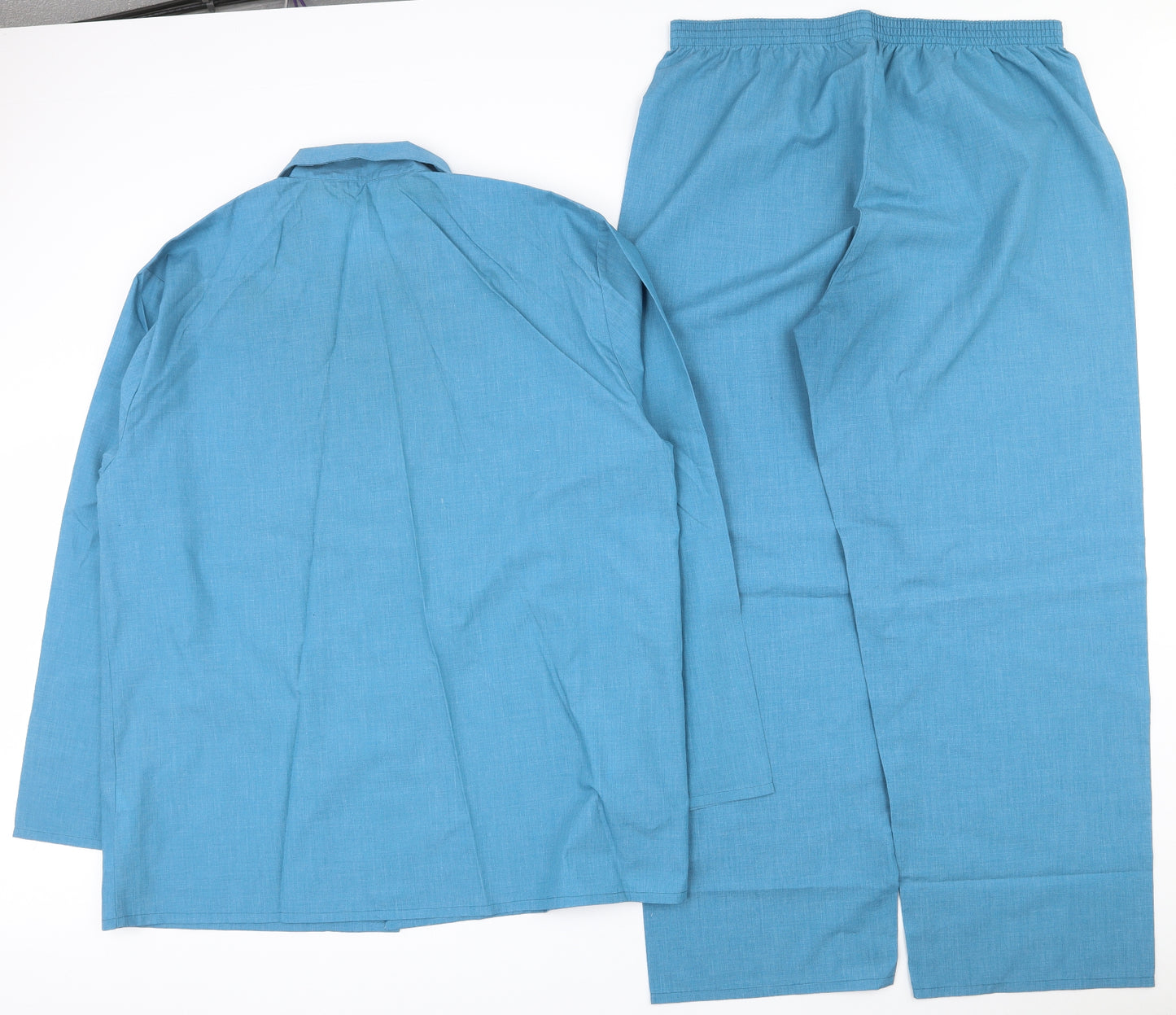 Marks and Spencer Mens Blue Solid Polyester  Pyjama Set Size L  Button