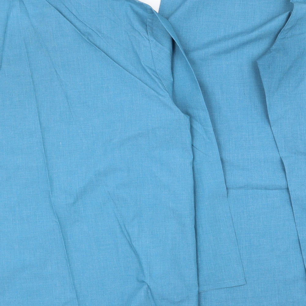 Marks and Spencer Mens Blue Solid Polyester  Pyjama Set Size L  Button