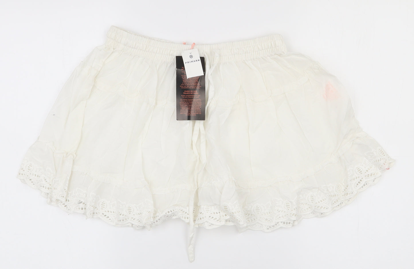 Atmosphere Womens White  Cotton Skater Skirt Size 12   Drawstring - Beach Skirt