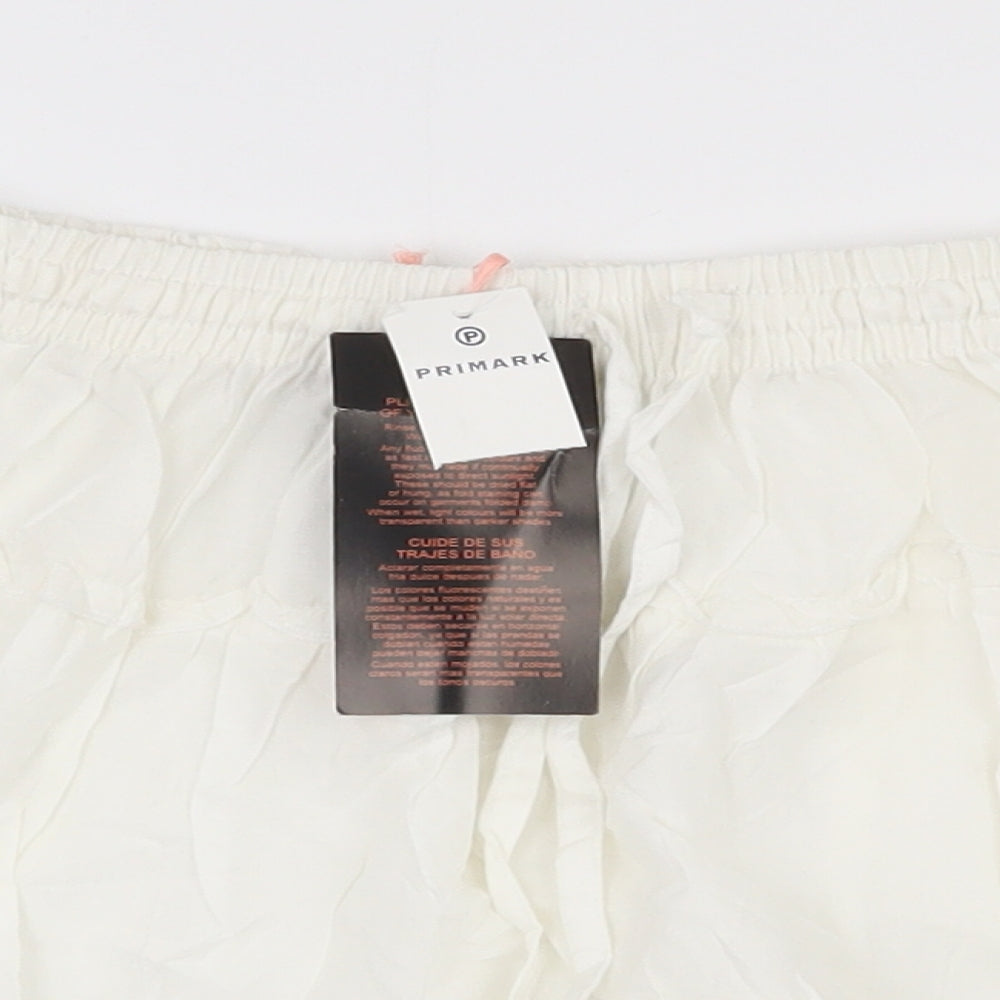 Atmosphere Womens White  Cotton Skater Skirt Size 12   Drawstring - Beach Skirt