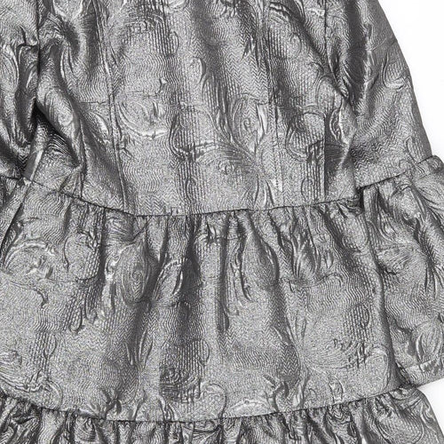 Atmosphere Womens Silver Floral  Overcoat Coat Size 8  Button