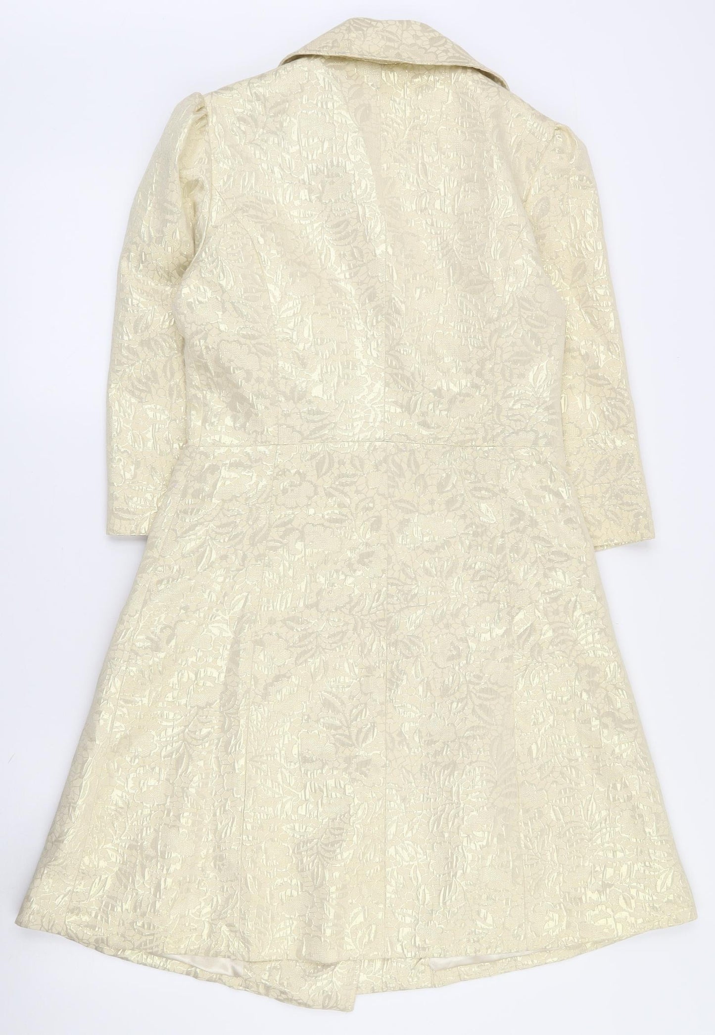 Atmosphere Womens Gold Floral  Overcoat Coat Size 8  Button