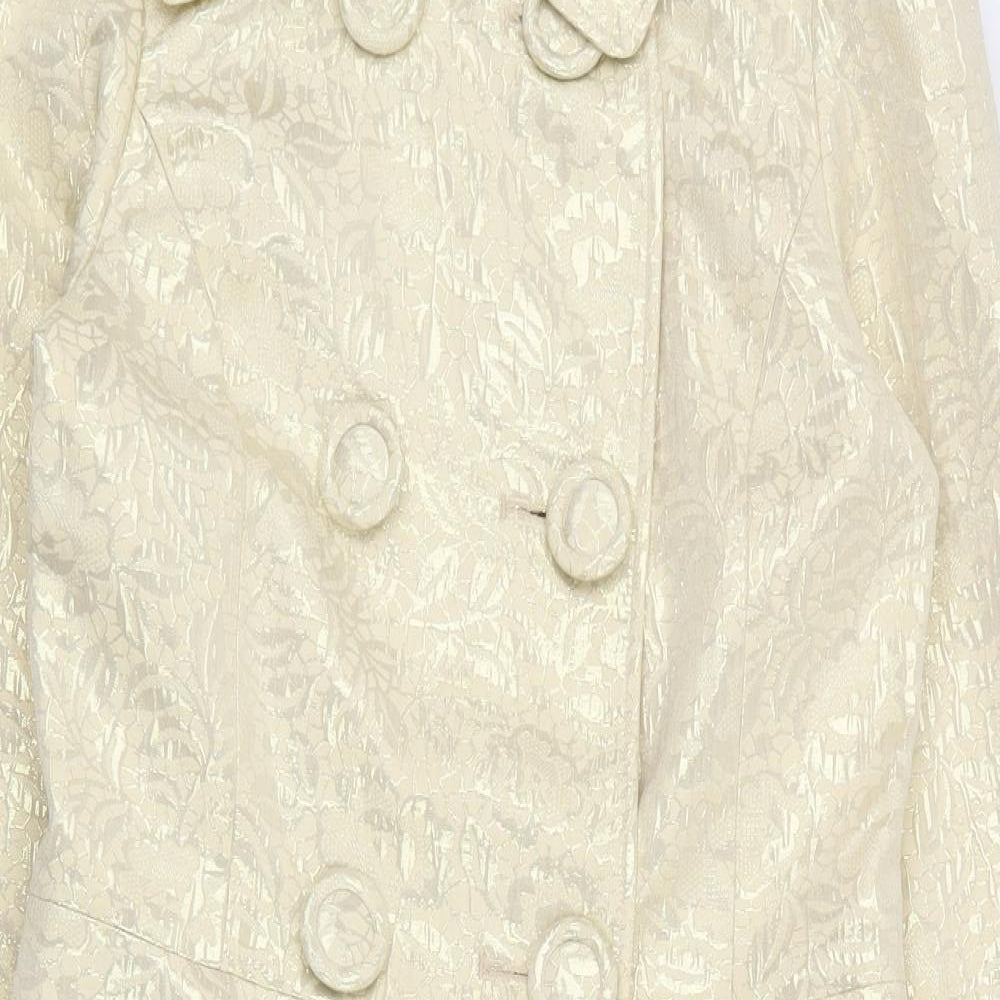 Atmosphere Womens Gold Floral  Overcoat Coat Size 8  Button