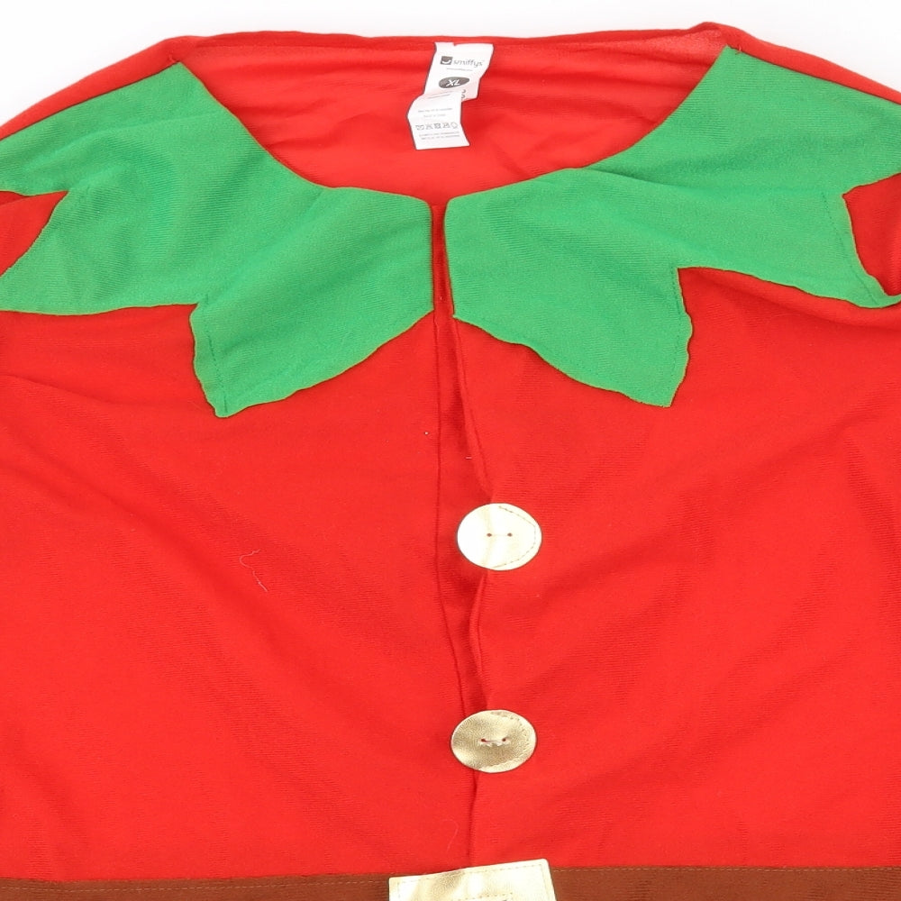 Smiffys Mens Red  Polyester  T-Shirt Size XL Round Neck  - Christmas fancy dress costume