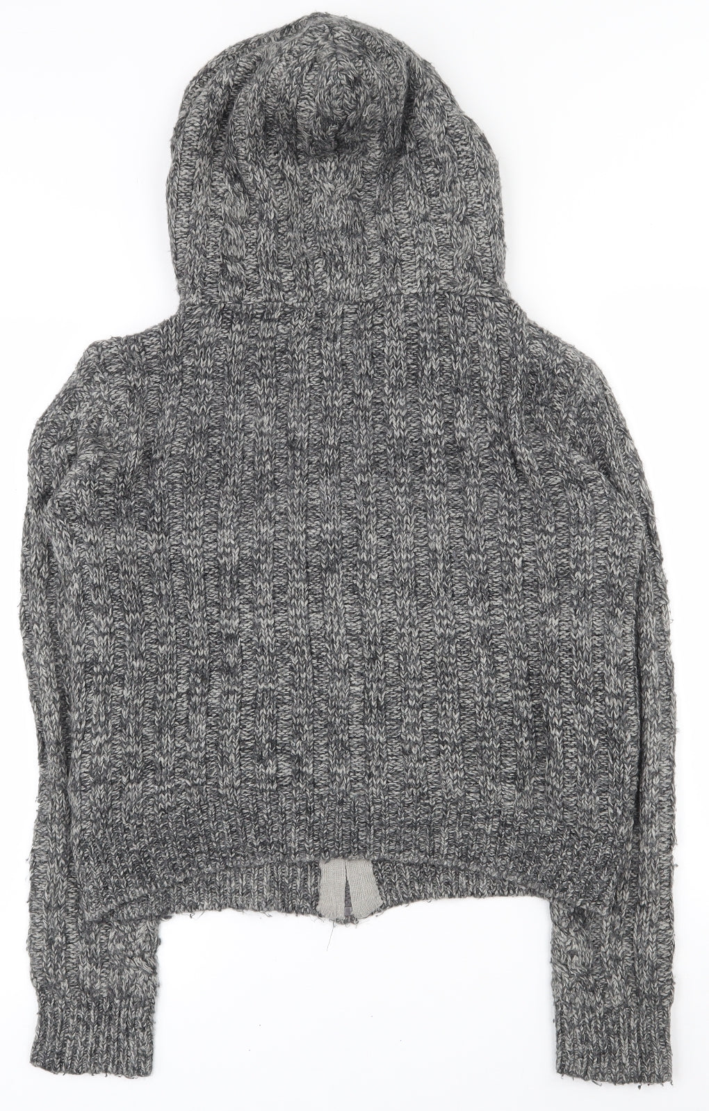 Primark Womens Grey  Acrylic Full Zip Hoodie Size 4  Zip - Cable knit