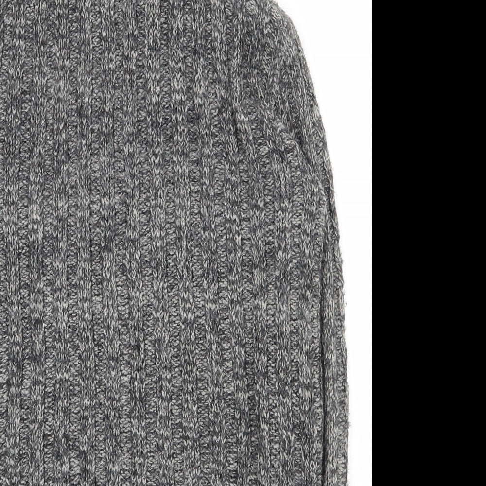 Primark Womens Grey  Acrylic Full Zip Hoodie Size 4  Zip - Cable knit