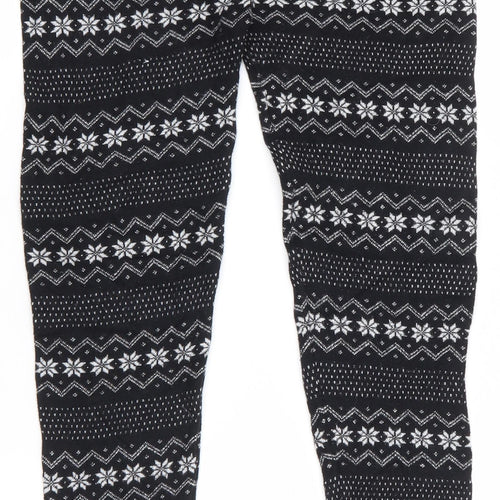 ESMARA Womens Black Fair Isle Viscose Jogger Leggings Size 12 L28 in