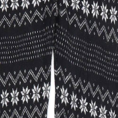 ESMARA Womens Black Fair Isle Viscose Jogger Leggings Size 12 L28 in