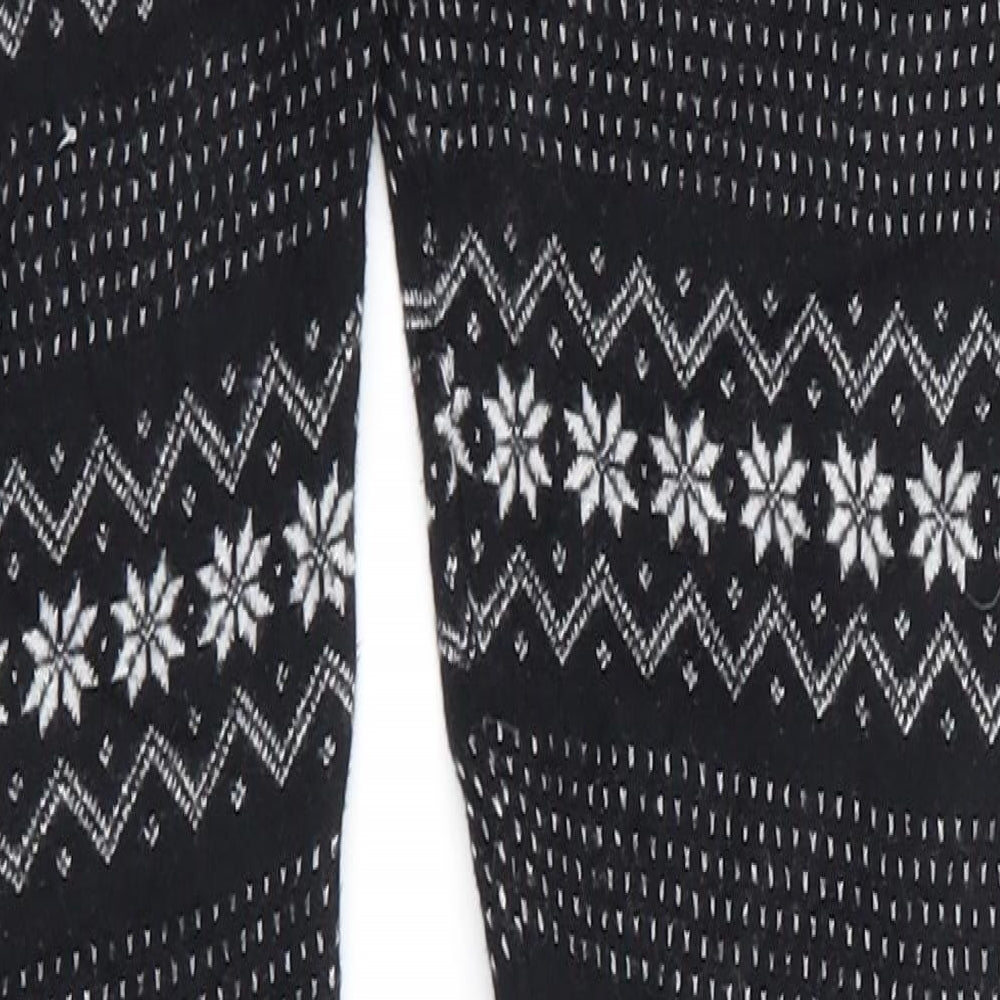 ESMARA Womens Black Fair Isle Viscose Jogger Leggings Size 12 L28 in