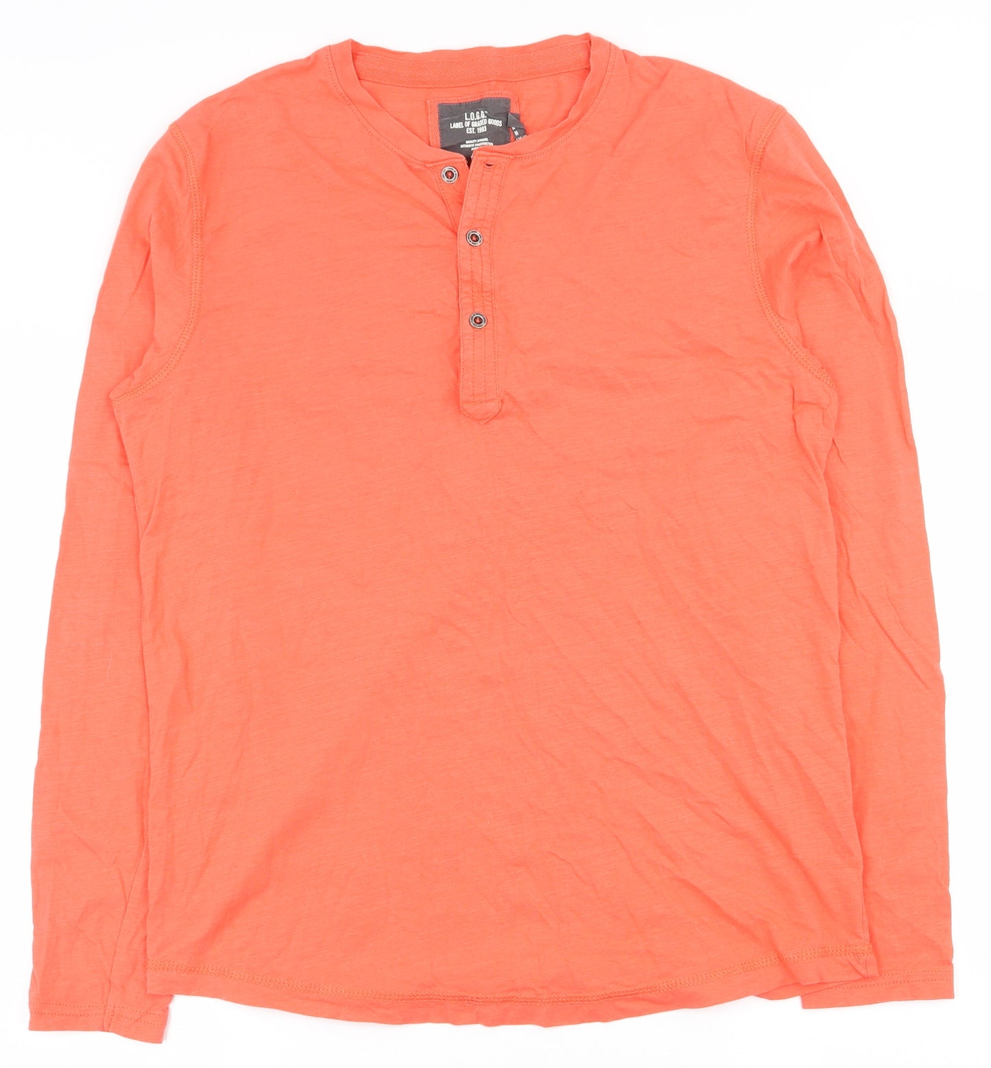 H&M Mens Orange  Cotton  T-Shirt Size M Round Neck