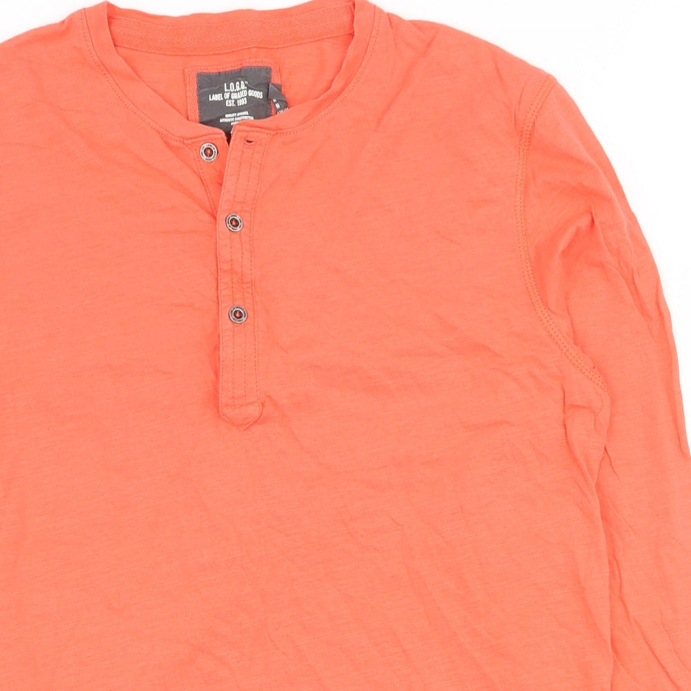 H&M Mens Orange  Cotton  T-Shirt Size M Round Neck
