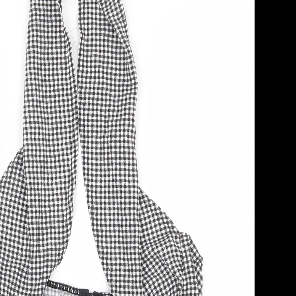 Boohoo Womens Black Geometric Polyester Basic T-Shirt Size 16 Halter - corset style top, underwire