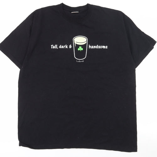 Fruit of the Loom Mens Black  Cotton  T-Shirt Size L Crew Neck  - Guiness