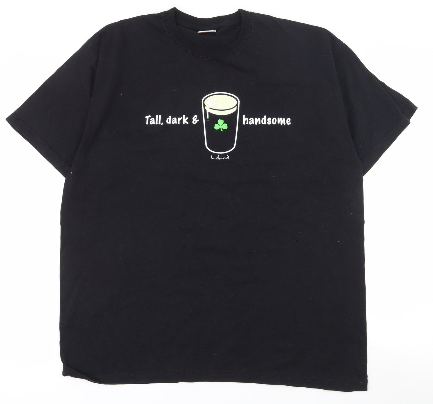Fruit of the Loom Mens Black  Cotton  T-Shirt Size L Crew Neck  - Guiness