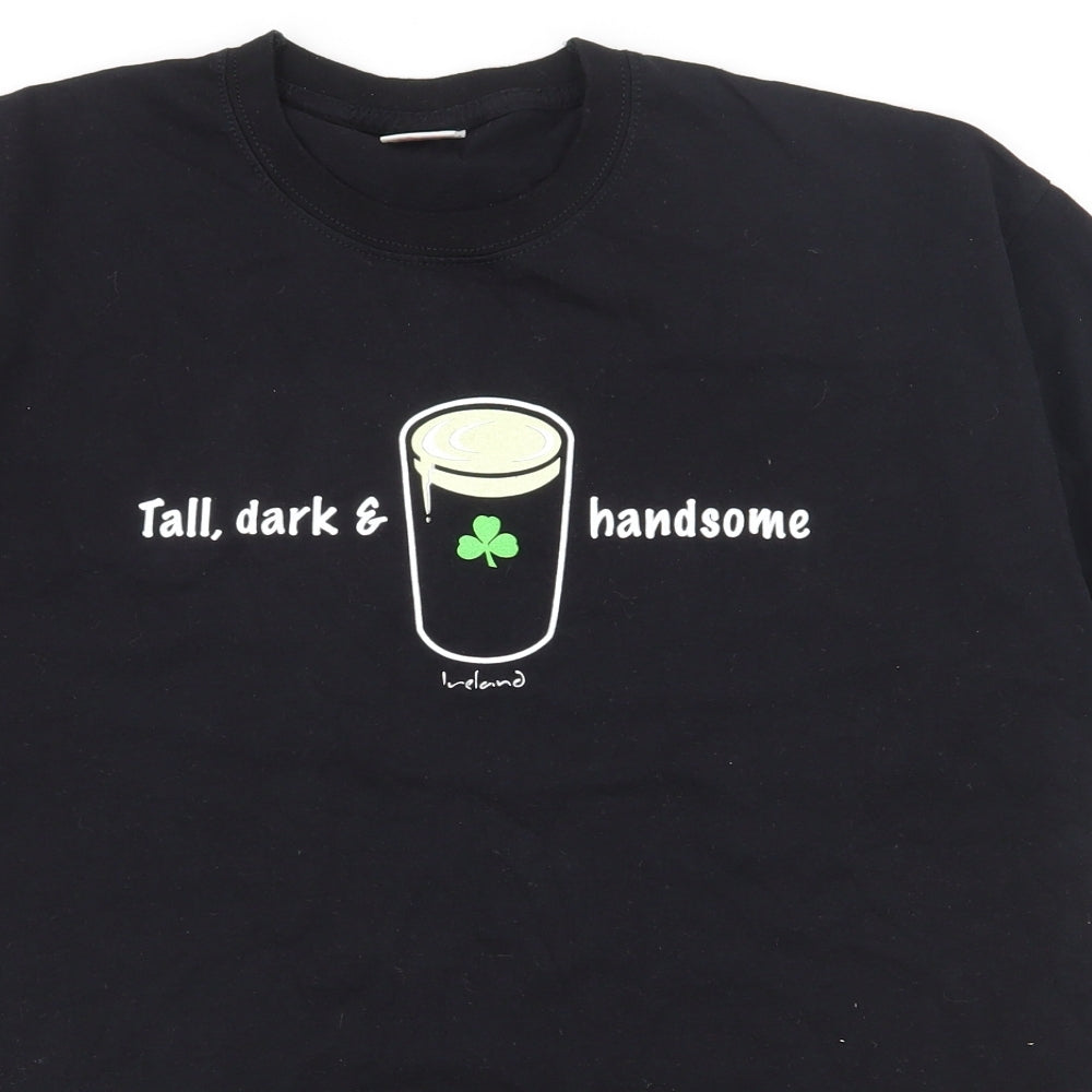 Fruit of the Loom Mens Black  Cotton  T-Shirt Size L Crew Neck  - Guiness