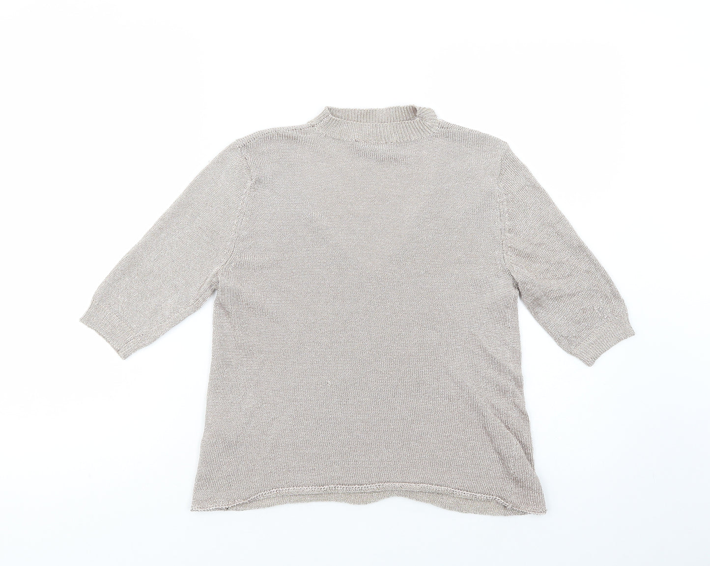 Topshop Womens Gold  Viscose Basic Blouse Size 12 V-Neck