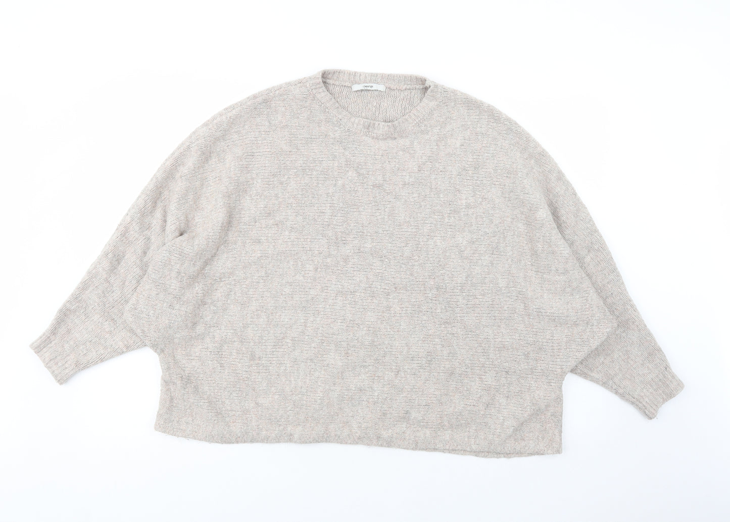 George Womens Beige Crew Neck  Acrylic Pullover Jumper Size L