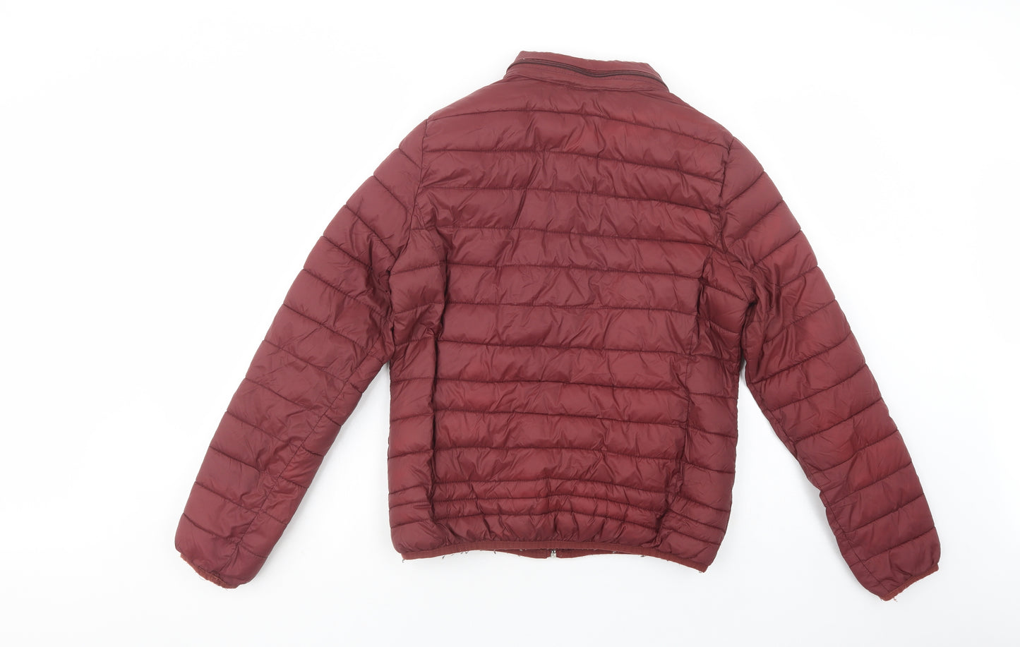 Pull & Bear Womens Red   Quilted Jacket Size L  Zip