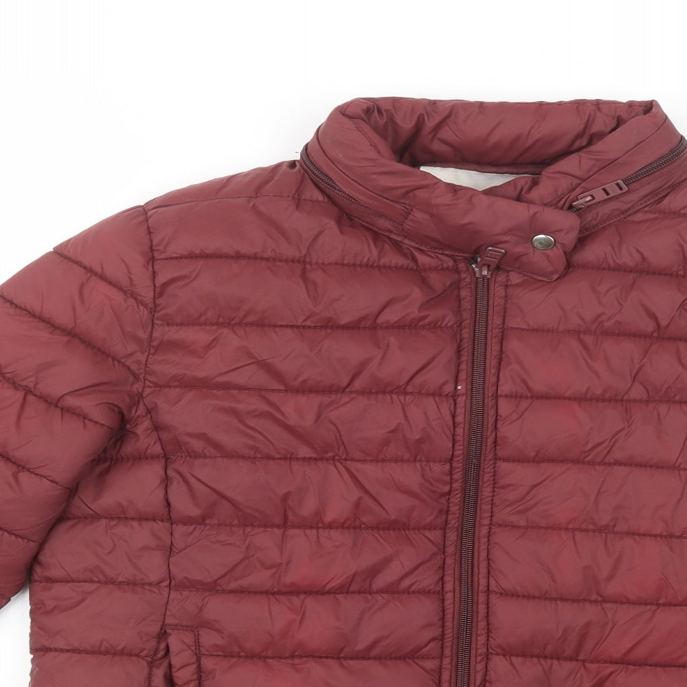 Pull & Bear Womens Red   Quilted Jacket Size L  Zip