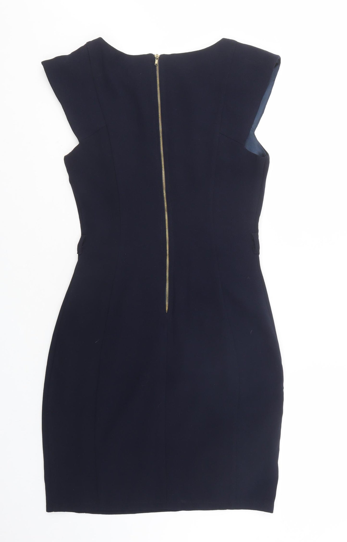Marc Angelo Womens Blue  Polyester Pencil Dress  Size 10  Boat Neck Zip