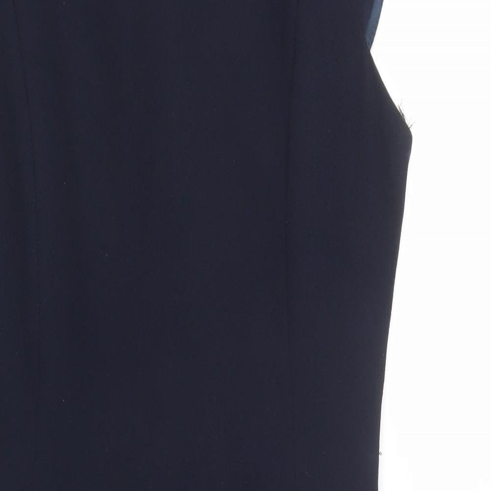 Marc Angelo Womens Blue  Polyester Pencil Dress  Size 10  Boat Neck Zip