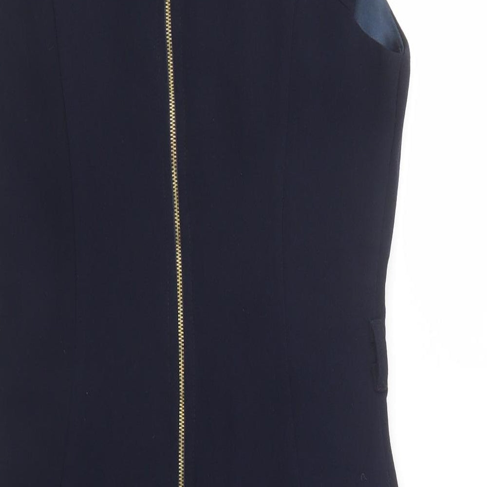 Marc Angelo Womens Blue  Polyester Pencil Dress  Size 10  Boat Neck Zip