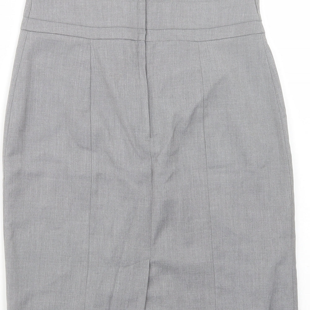 H&M Womens Grey  Polyester Straight & Pencil Skirt Size 8   Zip