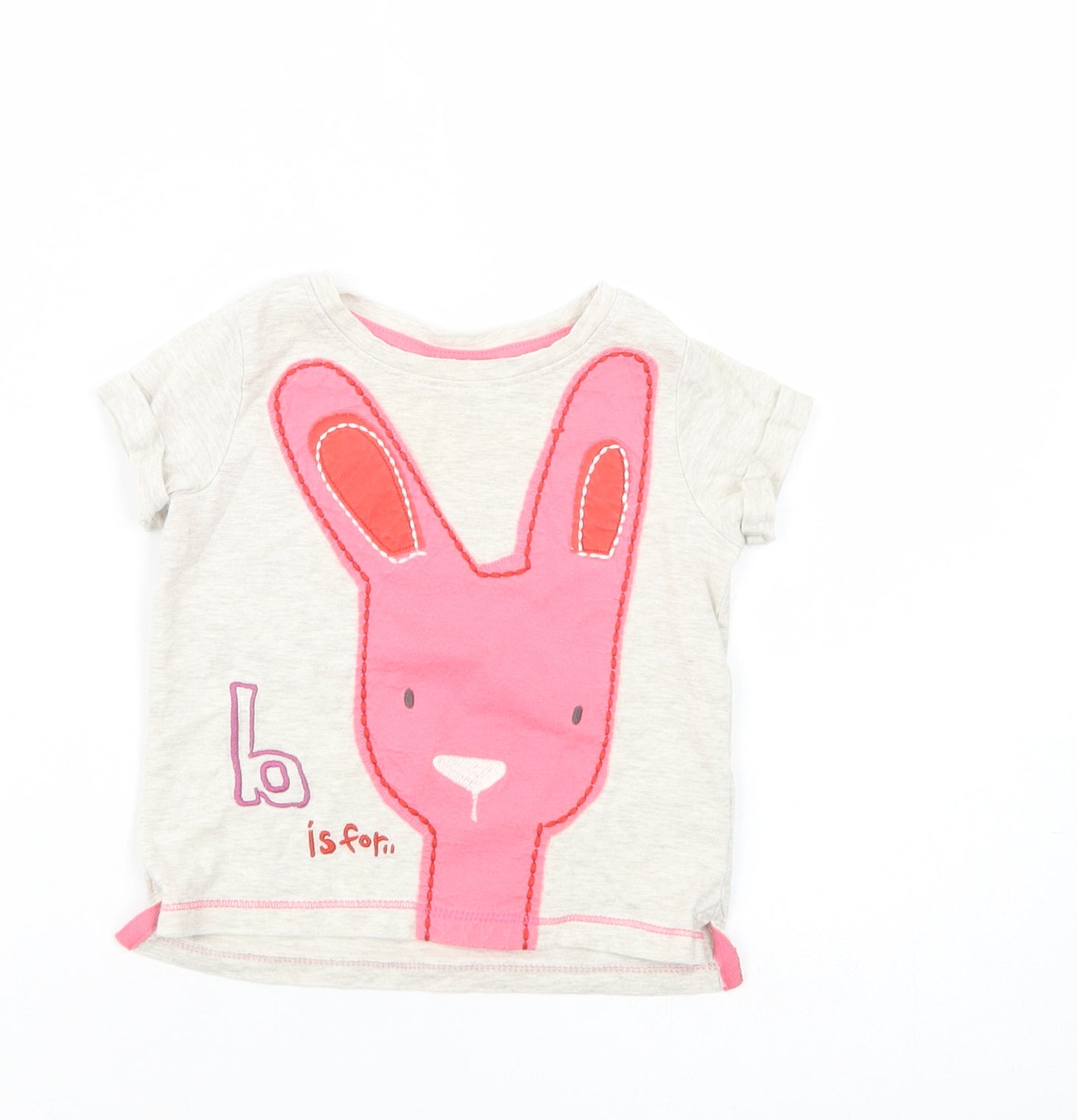 NEXT Baby Grey  Cotton Pullover T-Shirt Size 6-9 Months Crew Neck Pullover - Bunny