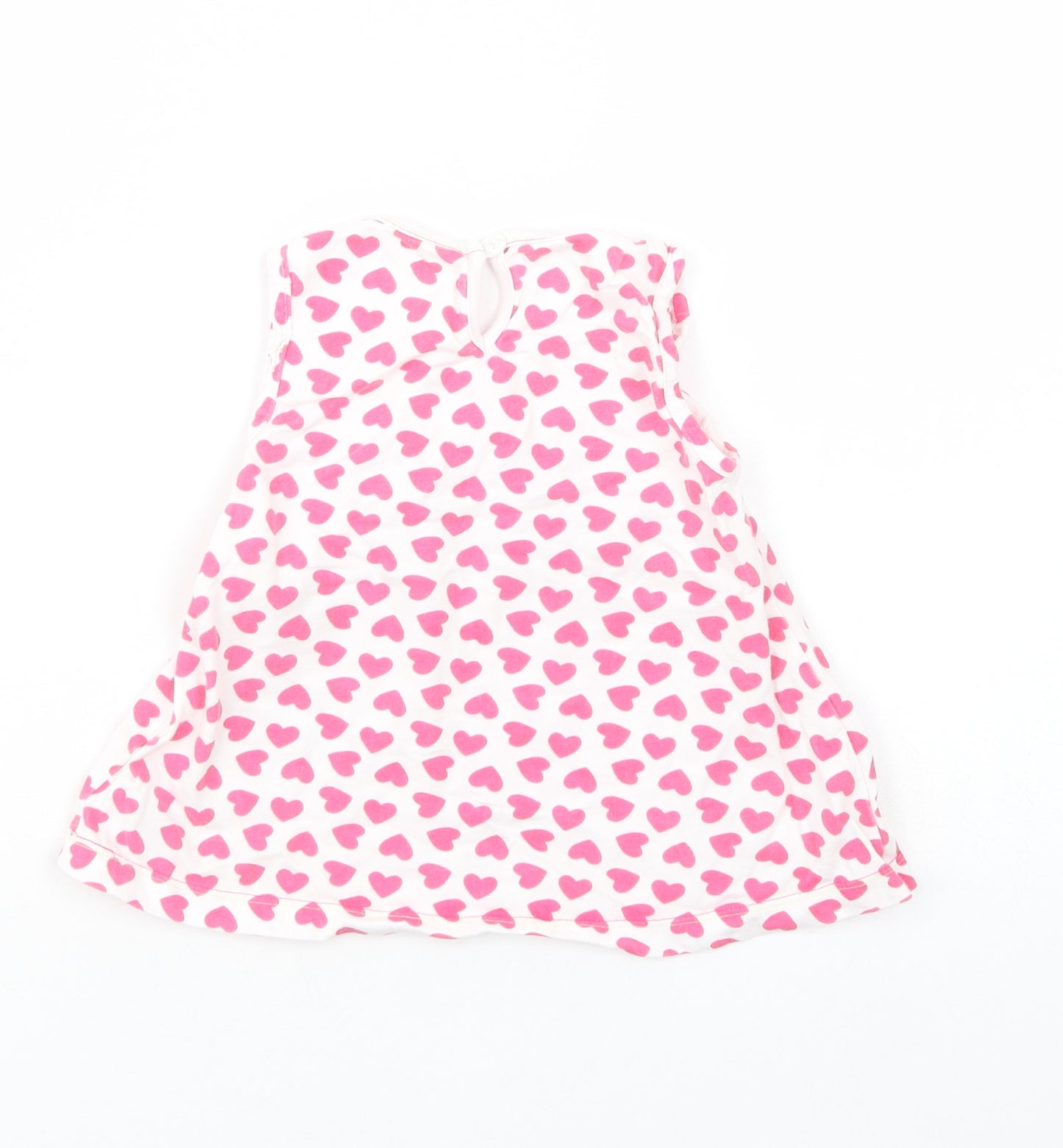 Dunnes Stores Baby White Geometric Cotton Basic Blouse Size 6-9 Months Crew Neck Button - Heart Print