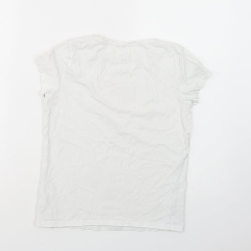 F&F Girls White  Cotton Pullover T-Shirt Size 10-11 Years Crew Neck Pullover - Watermelon