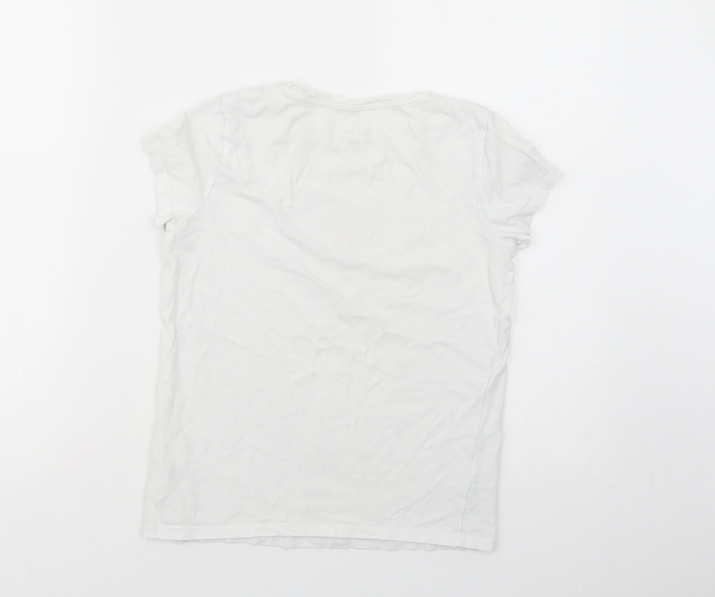 F&F Girls White  Cotton Pullover T-Shirt Size 10-11 Years Crew Neck Pullover - Watermelon