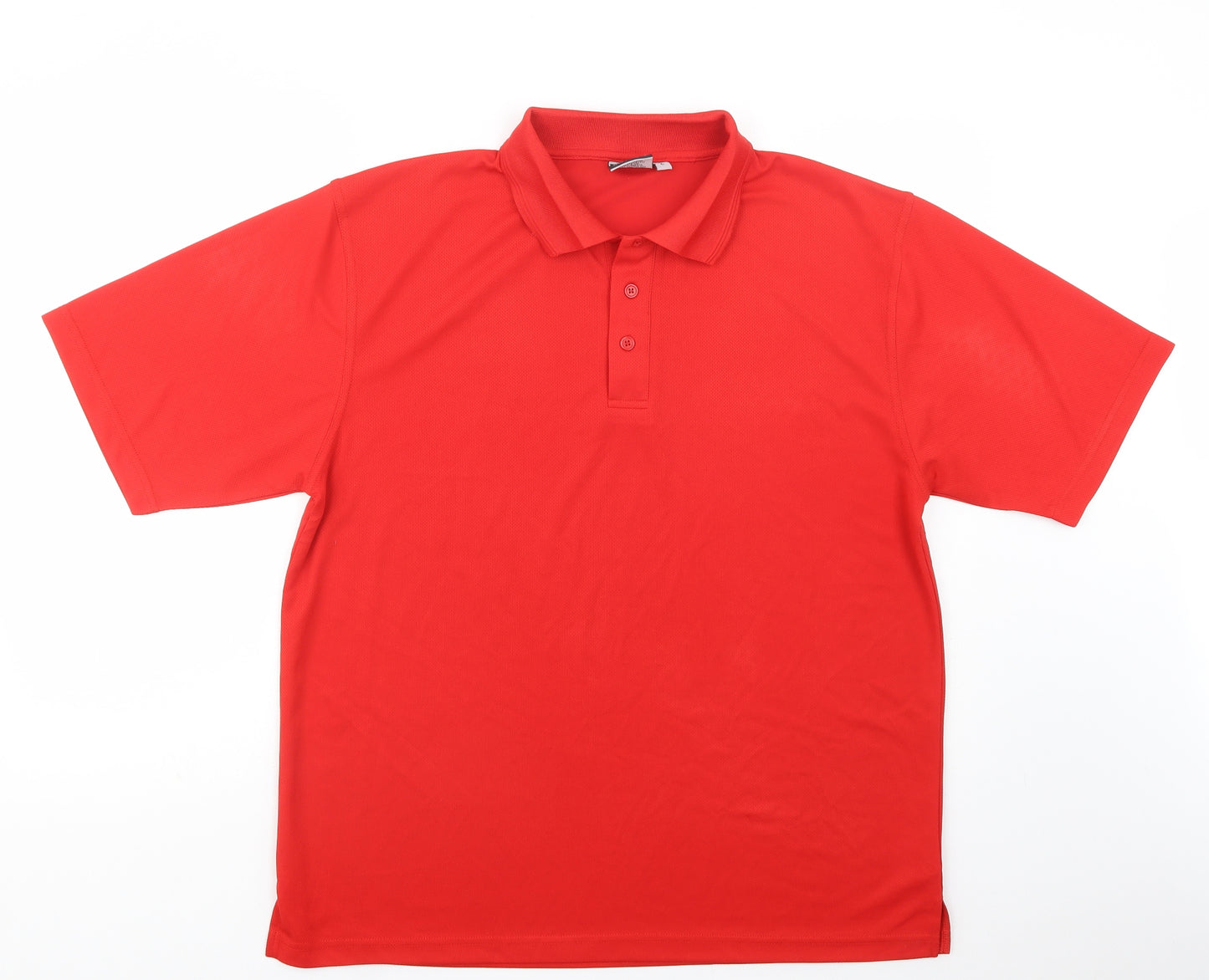 Boronia Mens Red  Polyester  Polo Size L Collared Button