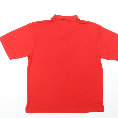 Boronia Mens Red  Polyester  Polo Size L Collared Button