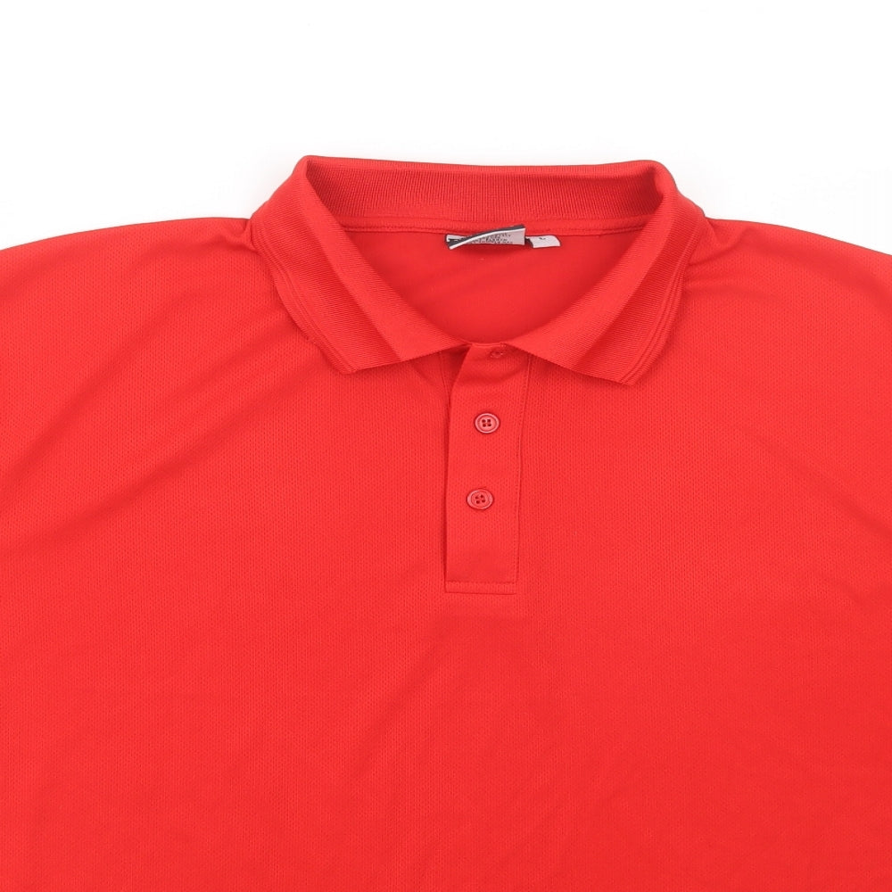 Boronia Mens Red  Polyester  Polo Size L Collared Button