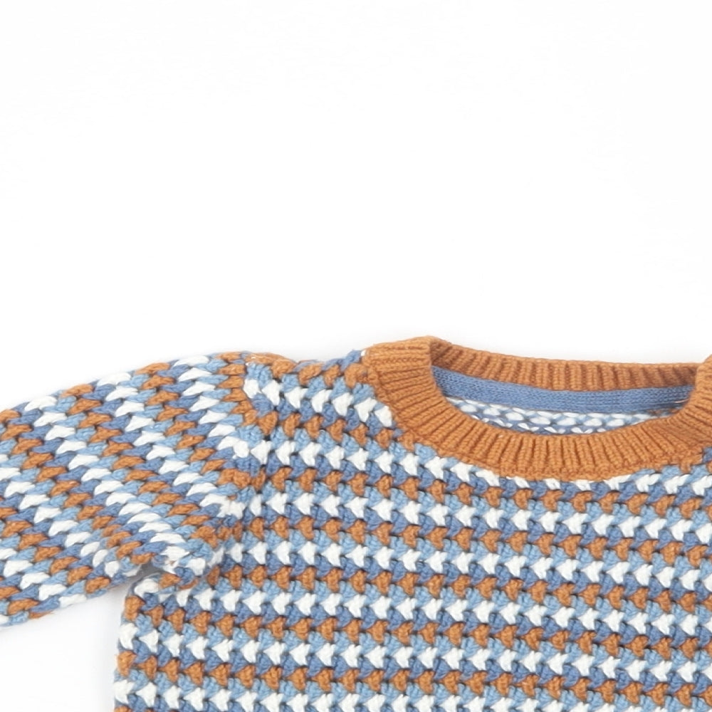 Marks and Spencer Baby Multicoloured Striped Cotton Pullover Jumper Size 3-6 Months  Button