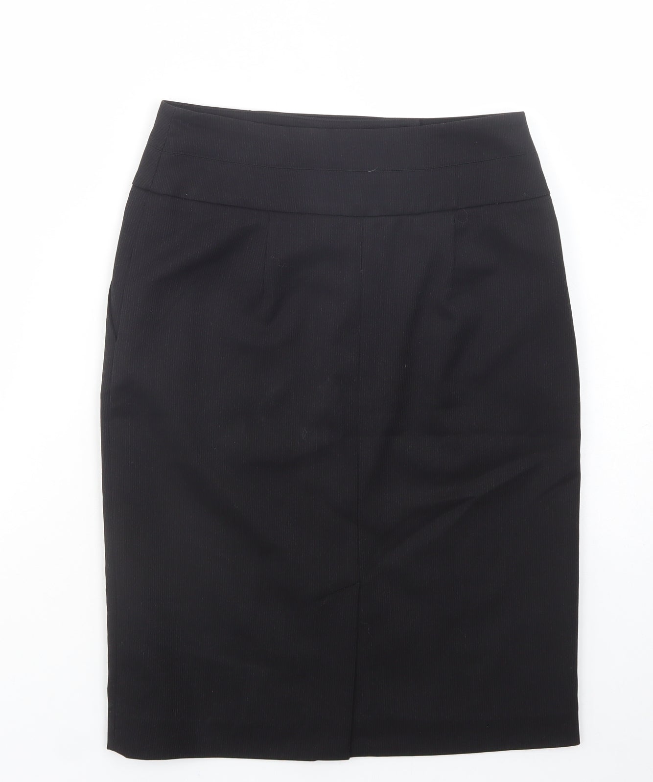 H&M Womens Black  Polyester Straight & Pencil Skirt Size 6   Button