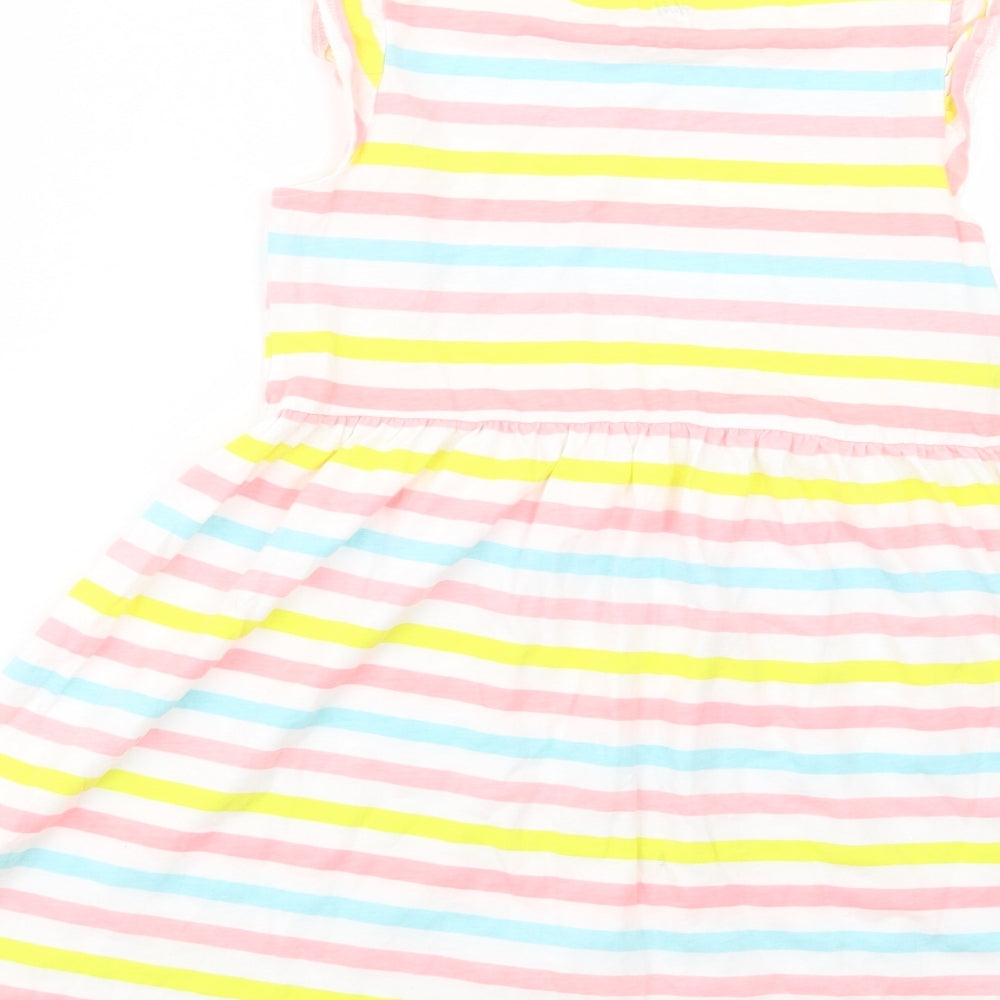 H&M Girls Multicoloured Striped Cotton Fit & Flare  Size 7-8 Years  Crew Neck Pullover