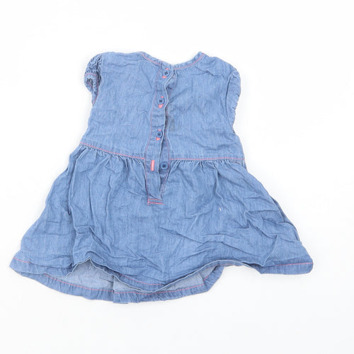 George Baby Blue  Cotton Fit & Flare  Size 3-6 Months  Crew Neck Button - Minnie Mouse