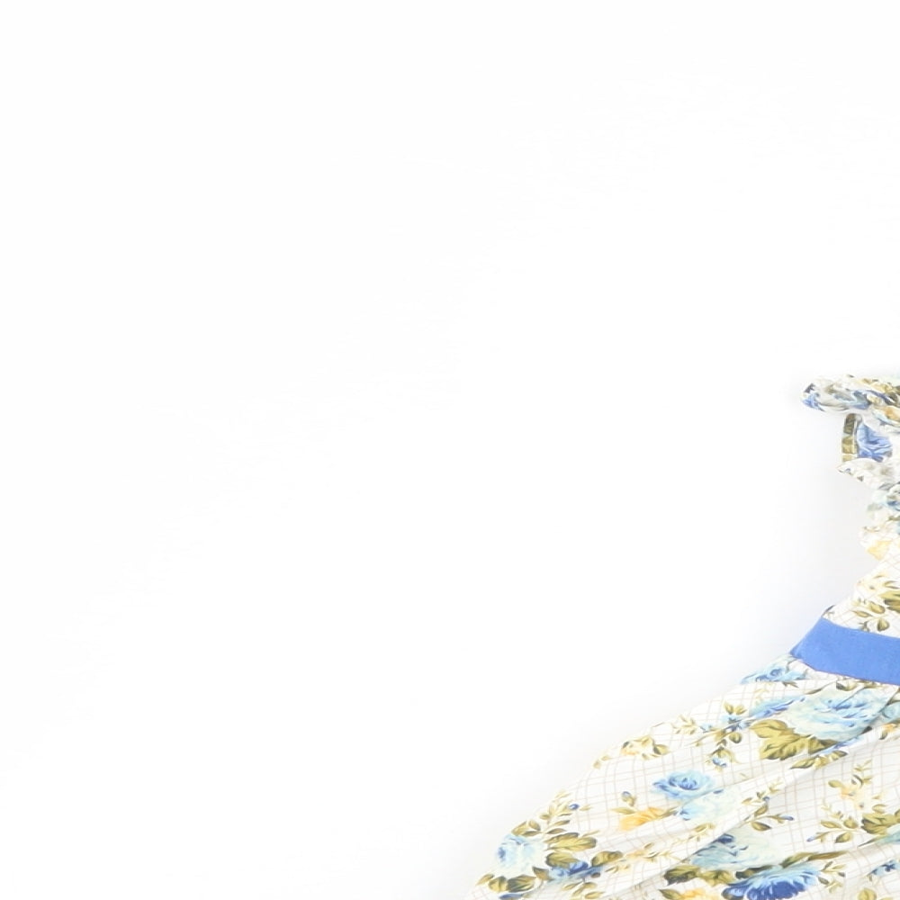 Maggie & Zoe Baby White Floral Cotton Fit & Flare  Size 3-6 Months  Boat Neck Button