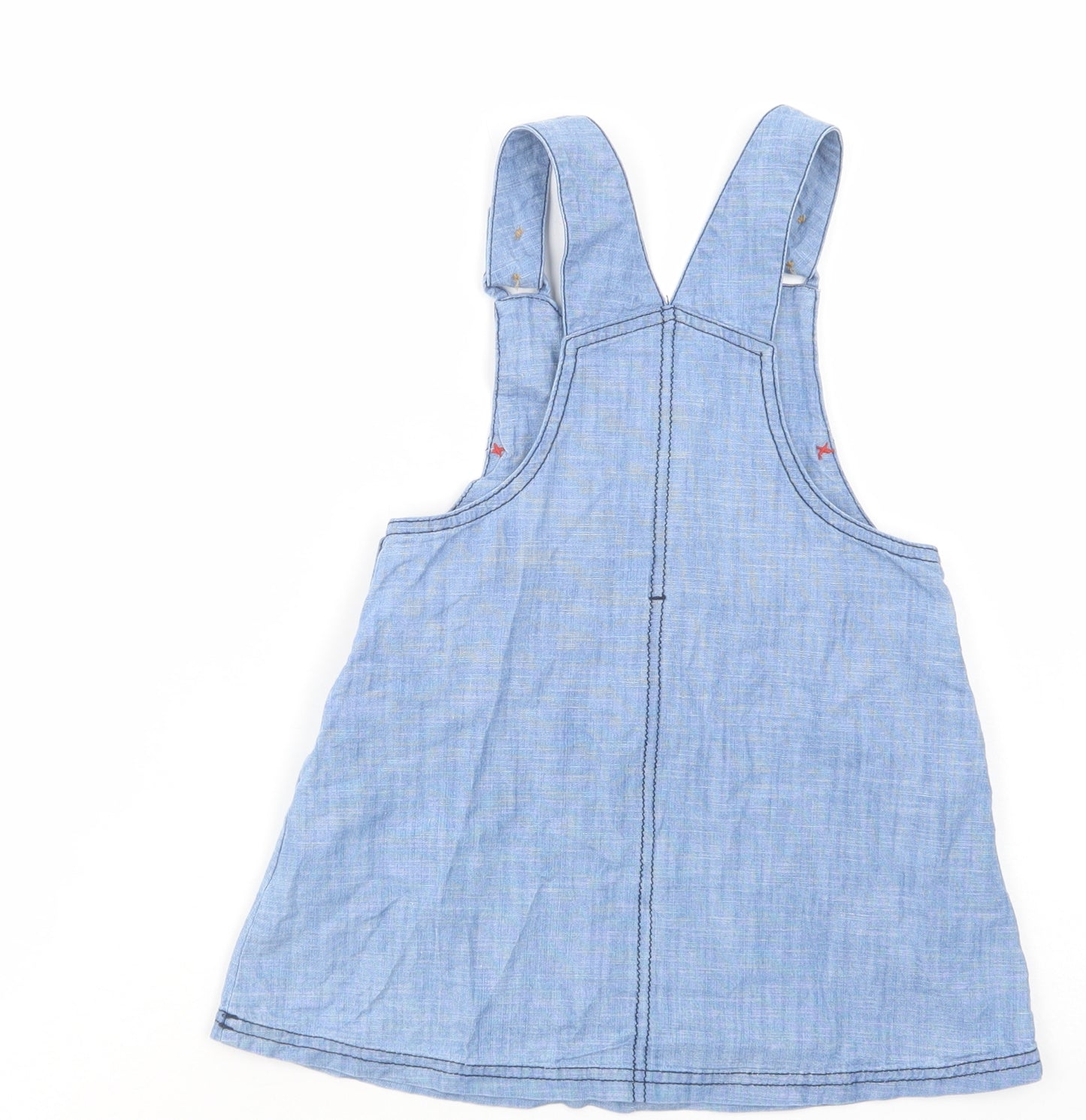 Marks and Spencer Girls Blue  Cotton Pinafore/Dungaree Dress  Size 3-4 Years  Scoop Neck Button - Hello Kitty