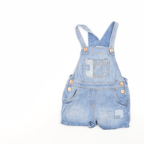 NEXT Girls Blue  Cotton Dungarees Trousers Size 3-4 Years  Regular Button