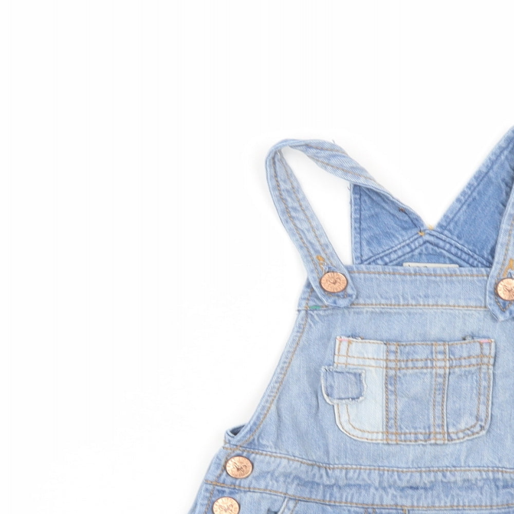 NEXT Girls Blue  Cotton Dungarees Trousers Size 3-4 Years  Regular Button